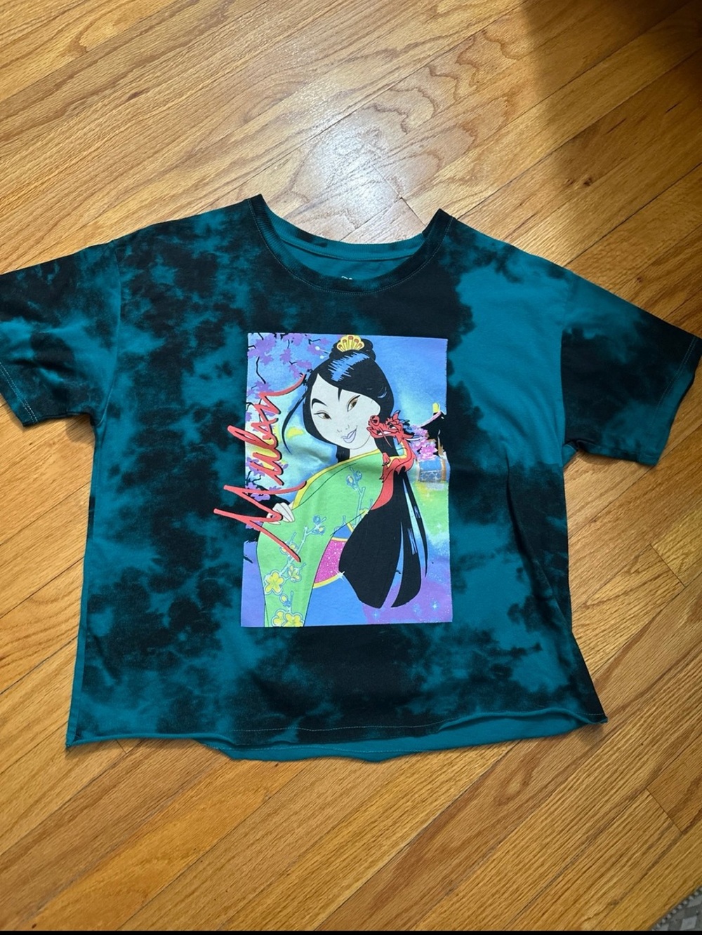 Disney Teal & Black Tie-Dye Mulan Graphic Tee